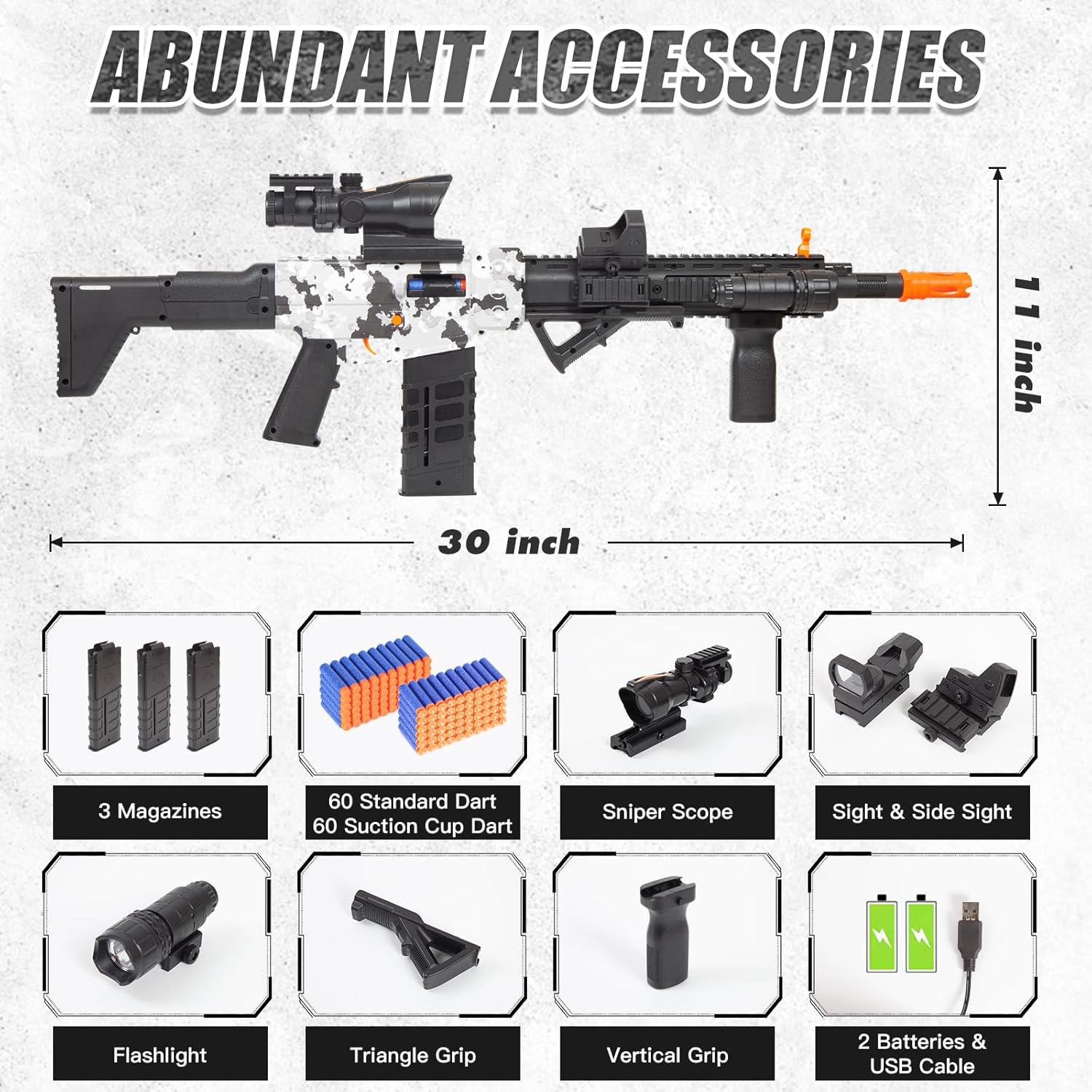 Electric Sniper Rifle Toy Gun Kit with Scope – Semi-Automatic Foam Blaster with 120 Darts, 3 Magazines & Tactical Accessories – Outdoor Shooting Game Set for Boys & Girls