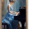 Vintage Woman Playing Piano Wall Art - Victorian French Lady Portrait Canvas Print - Moody Room Decor for Living Room & Bedroom (16x24in, Unframed)