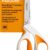 Fiskars RazorEdge Fabric Scissors 8 Inch - Heavy Duty Sewing Shears with Ultra-Sharp Stainless Steel Blades, SoftGrip Ergonomic Handle & Protective Sheath - Orange/White