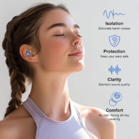 High Fidelity Concert Ear Plugs – 2 Pack Reusable Noise Cancelling Earplugs for Musicians, Festivals, & Work with Portable Case (Blue)