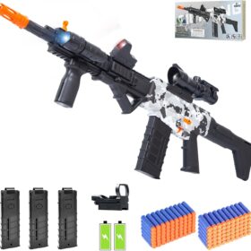 Electric Sniper Rifle Toy Gun Kit with Scope – Semi-Automatic Foam Blaster with 120 Darts, 3 Magazines & Tactical Accessories – Outdoor Shooting Game Set for Boys & Girls