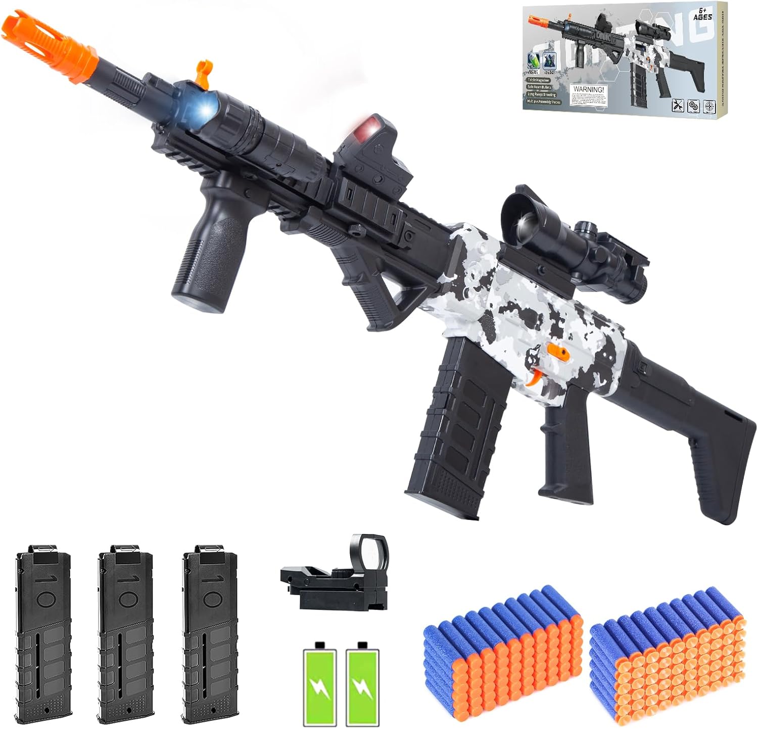 Electric Sniper Rifle Toy Gun Kit with Scope – Semi-Automatic Foam Blaster with 120 Darts, 3 Magazines & Tactical Accessories – Outdoor Shooting Game Set for Boys & Girls