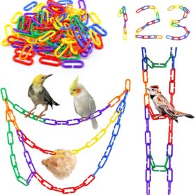 JIALEEY 100-Piece Colorful Plastic Chain Links - Montessori Math Manipulatives & DIY Bird Cage Connectors for Parrots, Sugar Gliders, & Small Pets