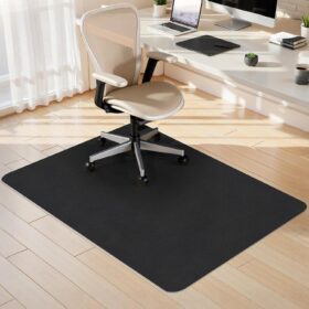 Sycoodeal Non-Slip Office Chair Mat for Hardwood Floors – 36 x 48 Inch Heavy Duty Desk Floor Protector, Anti-Curling & Adhesive Backing for Home & Business (Black)