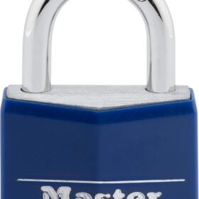 Master Lock 142DCM Blue Vinyl Covered Padlock | Indoor/Outdoor Keyed Security for Gym, School & Employee Lockers