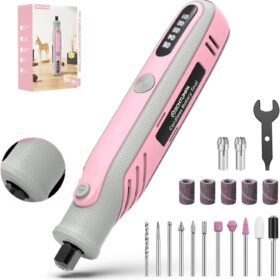 Pink 4V Cordless Rotary Tool Kit with LED Display - Portable Electric Grinder for DIY Crafts, Engraving, Sanding, Polishing & Drilling