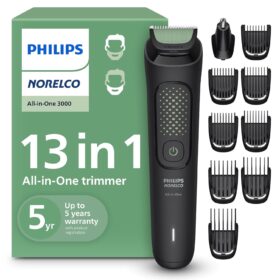 Philips Norelco All-in-One 3000 Series Men's Grooming Kit – 13-Piece Beard Trimmer, Hair Clipper & Body Groomer with 9 Length Settings