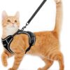 Escape-Proof Cat Harness and Leash – Adjustable, Soft Mesh Walking Vest with Reflective Strips for Kittens & Cats – Black, Size Small