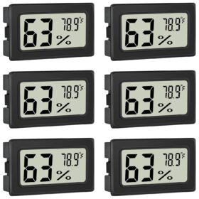 Digital Hygrometer Thermometer (6-Pack) – Mini Indoor Temperature & Humidity Monitor with LCD Display for Home, Greenhouse, Reptile Tank, and Cellar