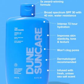 DUNE SUNCARE The Bod Guard SPF 30 Clear Invisible Body Sunscreen - 72hr Hydration, Reef Safe & Non-Greasy - 8.4 Fl Oz