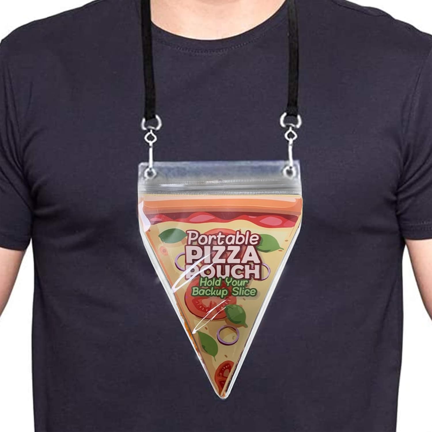 Portable Pizza Pouch Necklace - Fun Slice Holder, Food-Safe Storage, & Novelty Gag Gift for Pizza Lovers