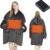 Homemate Oversized Heated Blanket Hoodie with Battery Pack - 7.4V Cordless Electric Wearable Blanket with 3 Heat Settings - Unisex Warm Sherpa Fleece Heating Robe for Indoor & Outdoor (Grey)