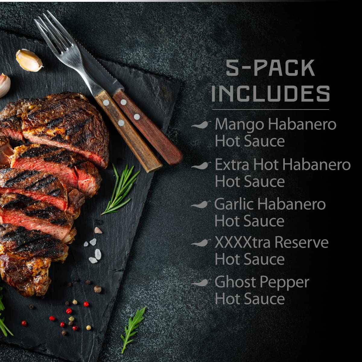 Melinda's Hot Sauce Variety Pack - 5 Bottle Gourmet Gift Set featuring Ghost Pepper, Habanero & Mango Flavors