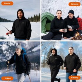 Unisex Heated Hoodie with 6-Zone Carbon Fiber Heating & 20000mAh Battery - Fleece Lined Electric Sweatshirt for Winter