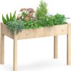 DUMOS Elevated Raised Garden Bed with Legs - 48" Wooden Planter Box with Fabric Liner & Drainage for Patio, Balcony, and Backyard Vegetables & Herbs