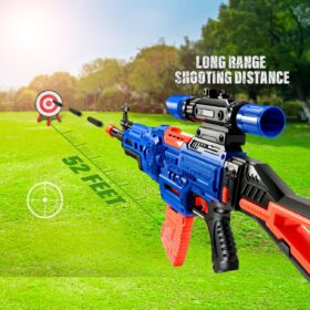 Bigpower Electric Sniper Rifle Toy Set with Tactical Vest & Scope – 4-in-1 Modular Foam Dart Blaster Kit with Removable Magazines, Glasses & Targets for Boys 8-12