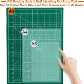 ANEZUS Self-Healing Cutting Mat 12x18 Inch - Double Sided 5-Ply Rotary Cutting Board with Grid Lines for Fabric, Quilting, Sewing, and Crafts