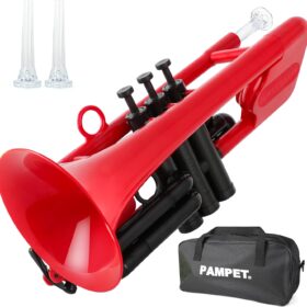 SEA LION Professional Bb Student Trumpet – Durable ABS Plastic Standard Brass Wind Instrument with Case (Red)