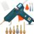 Professional 150W Hot Glue Gun Kit with 6 Copper Nozzles & Variable Temp Dial – Heavy Duty DIY Adhesive Tool for Home Repairs, Crafts, and Woodworking
