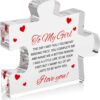 Engraved Acrylic Puzzle Piece Gift for Her – Romantic Birthday, Valentine's & Fiancé Present with Red Heart Accents – Sentimental Desk Decoration