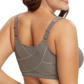 DotVol Women's Plus Size Full Figure Front Closure Posture Support Bra - Wireless Jacquard Lingerie for Back Pain Relief & Comfort