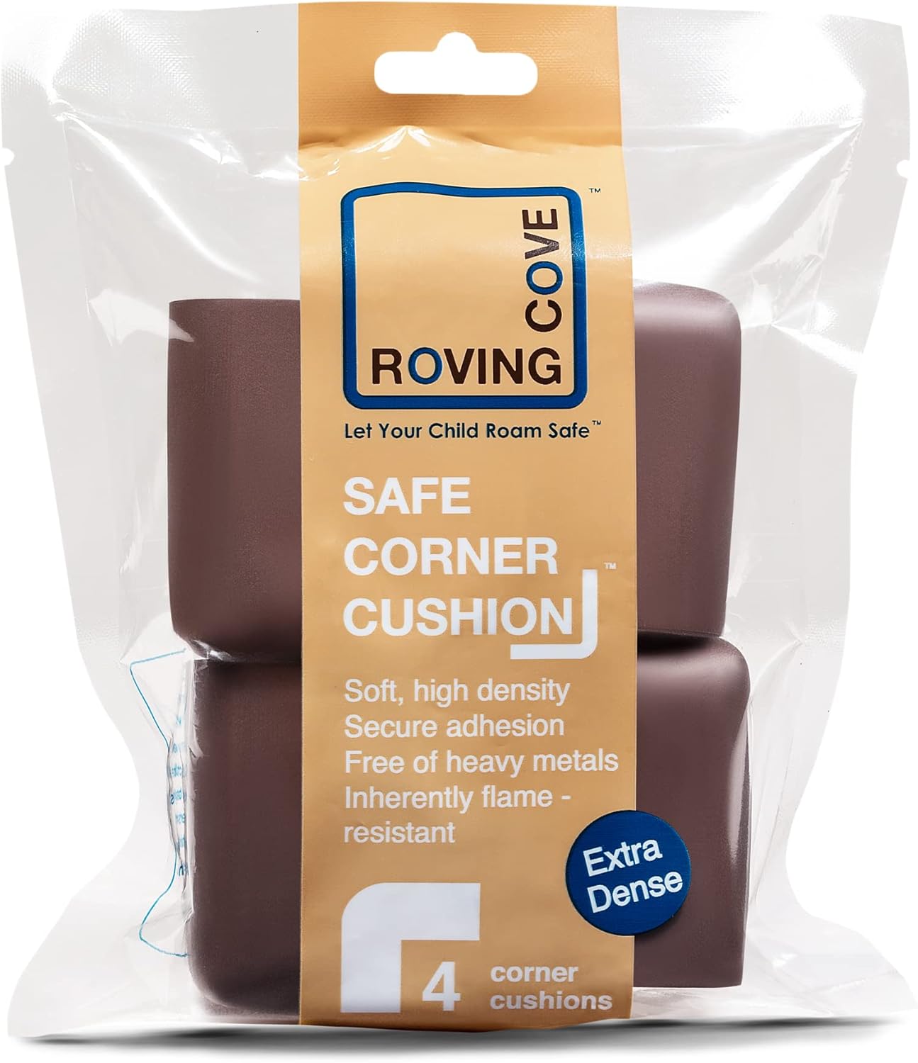 Roving Cove Baby Proofing Corner Protectors – 4 Pack Heavy-Duty Coffee Brown Foam Guards with 3M Adhesive Tape
