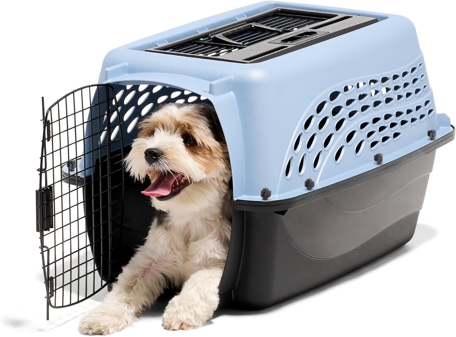 Petmate Two-Door Pet Kennel & Travel Carrier for Small Dogs & Cats - Airline Approved, Top & Front Loading, Made in USA, 24-Inch, Blue