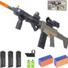 Electric Sniper Rifle Toy Gun for Nerf Wars – 28” Semi-Auto Foam Blaster Kit with Scope, 120 Darts & 3 Magazines – Ultimate Tactical Gift for Boys 8-12