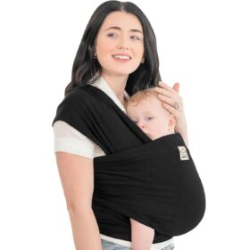 KeaBabies Ergonomic Baby Wrap Carrier – Breathable, Hands-Free Newborn to Toddler Sling, IHDI Certified Hip Healthy (Trendy Black)