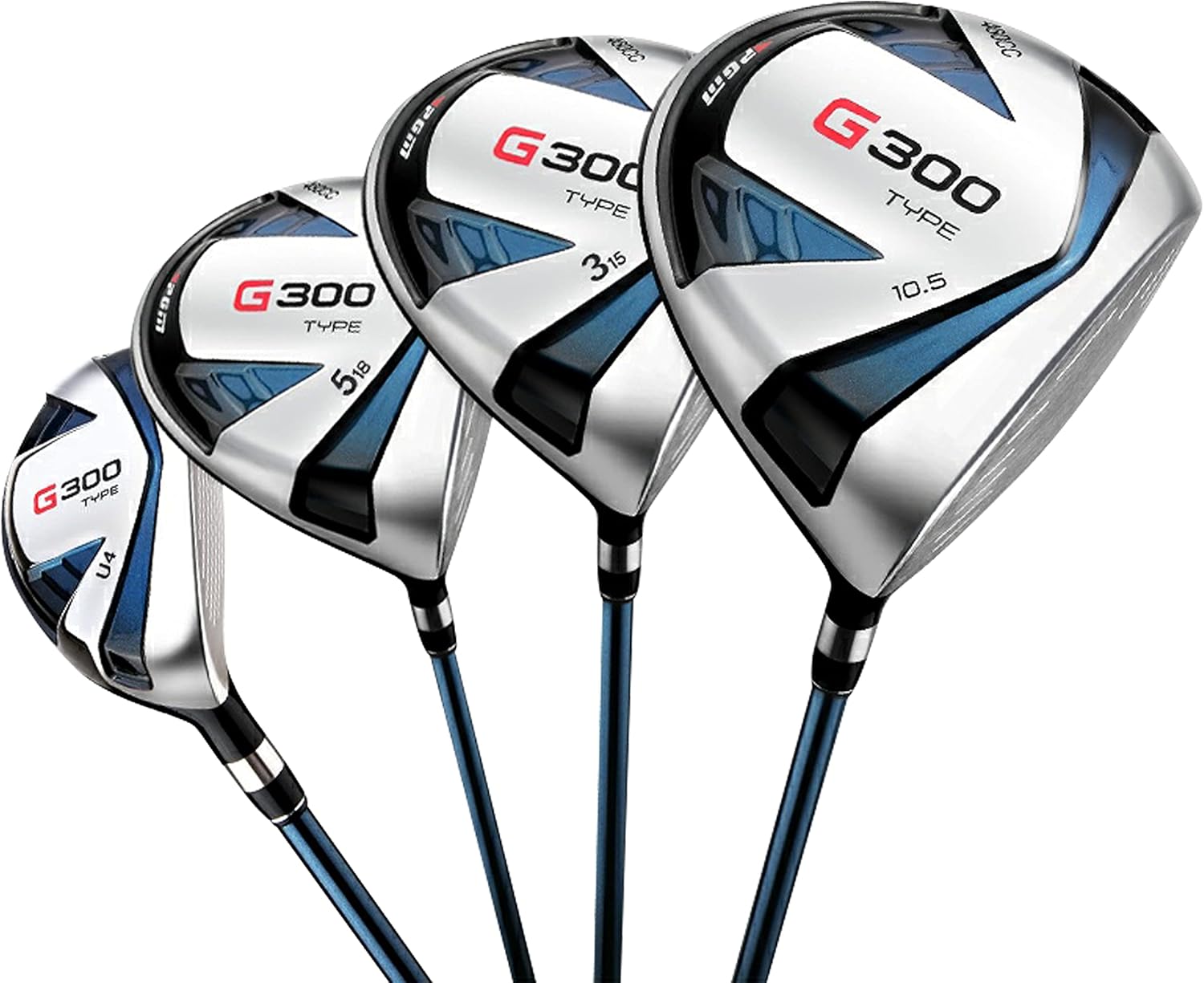 PGM G300 Men's Complete 12-Piece Golf Club Set – Titanium Driver, Draw-Biased Hybrid, Stainless Steel Irons, Alignment Putter & Stand Bag with Headcovers