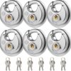 HOX Stainless Steel Disc Padlocks (6-Pack) - Keyed Alike, Waterproof & Corrosion Resistant, Heavy Duty Security for Storage, Gates & Fences (2-3/4" Body, 3/8" Shackle)