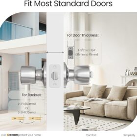 HOSOM Keyed Entry Door Knob with Single Cylinder Deadlock - Satin Nickel Heavy Duty Security Handle for Home, Office, and Exterior Doors