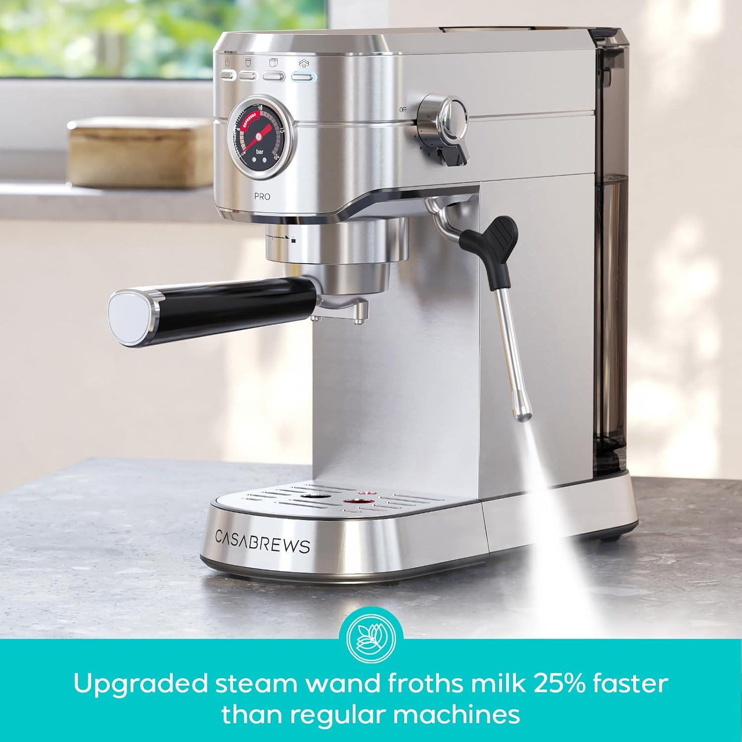 CASABREWS 5418 PRO Espresso Machine - 20 Bar Professional Coffee Maker with Rapid Milk Frother, Stainless Steel Semi-Automatic Brewer for Latte, Cappuccino & Mocha