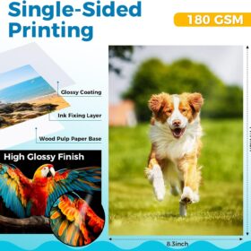 Premium Glossy Photo Paper - 8.3" x 11.7" Instant Dry Inkjet Paper (20 Sheets) for High-Resolution Photos & DIY Projects