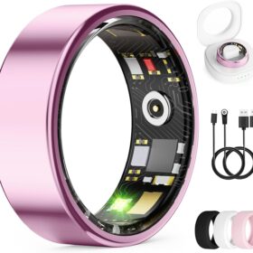 Smart Ring – Health & Fitness Tracker with Heart Rate, Sleep, & Steps – Waterproof Activity Ring for iPhone & Android (Lavender Pink, Size 10)