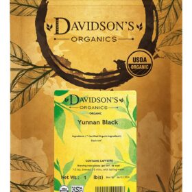 Davidson's Organics Yunnan Black Tea - Premium Loose Leaf Chinese Black Tea, 16-Ounce Bulk Pouch, Rich Malty Sweet Flavor with Peppery Notes