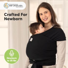 KeaBabies Ergonomic Baby Wrap Carrier – Breathable, Hands-Free Newborn to Toddler Sling, IHDI Certified Hip Healthy (Trendy Black)