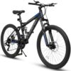 High-Performance Mountain Bike with Full Suspension – 21-Speed Shimano-Style Shifter, Carbon Steel Frame, and Mechanical Disc Brakes for Trail & Off-Road Adventures