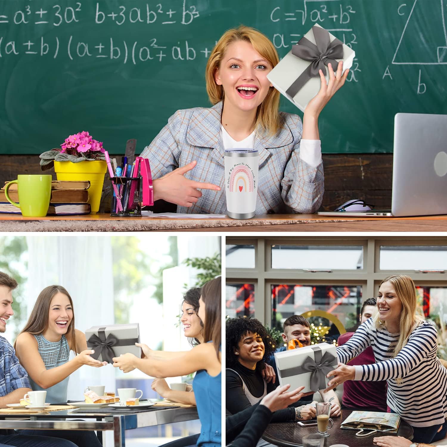 Teacher Appreciation Gift Set – 20oz Insulated Stainless Steel Tumbler, Funny Socks, & Pen Pouch Box – Unique Birthday, Christmas & End of Year Gifts for Educators