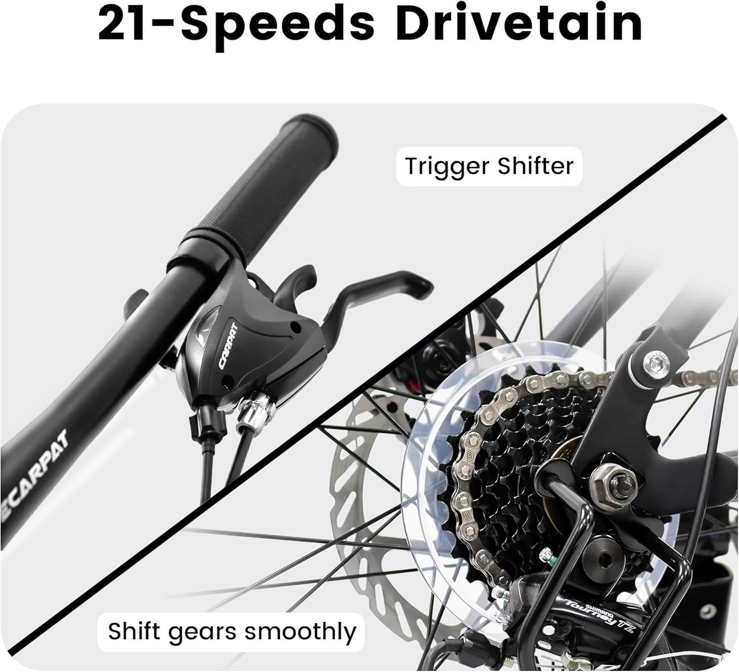 High-Performance Mountain Bike with Full Suspension – 21-Speed Shimano-Style Shifter, Carbon Steel Frame, and Mechanical Disc Brakes for Trail & Off-Road Adventures