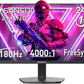SANSUI 24 Inch Gaming Monitor - 1080P FHD, 200Hz Refresh Rate, 1ms MPRT, FreeSync, HDR, Frameless Design with VESA Mount (HDMI Cable Included)