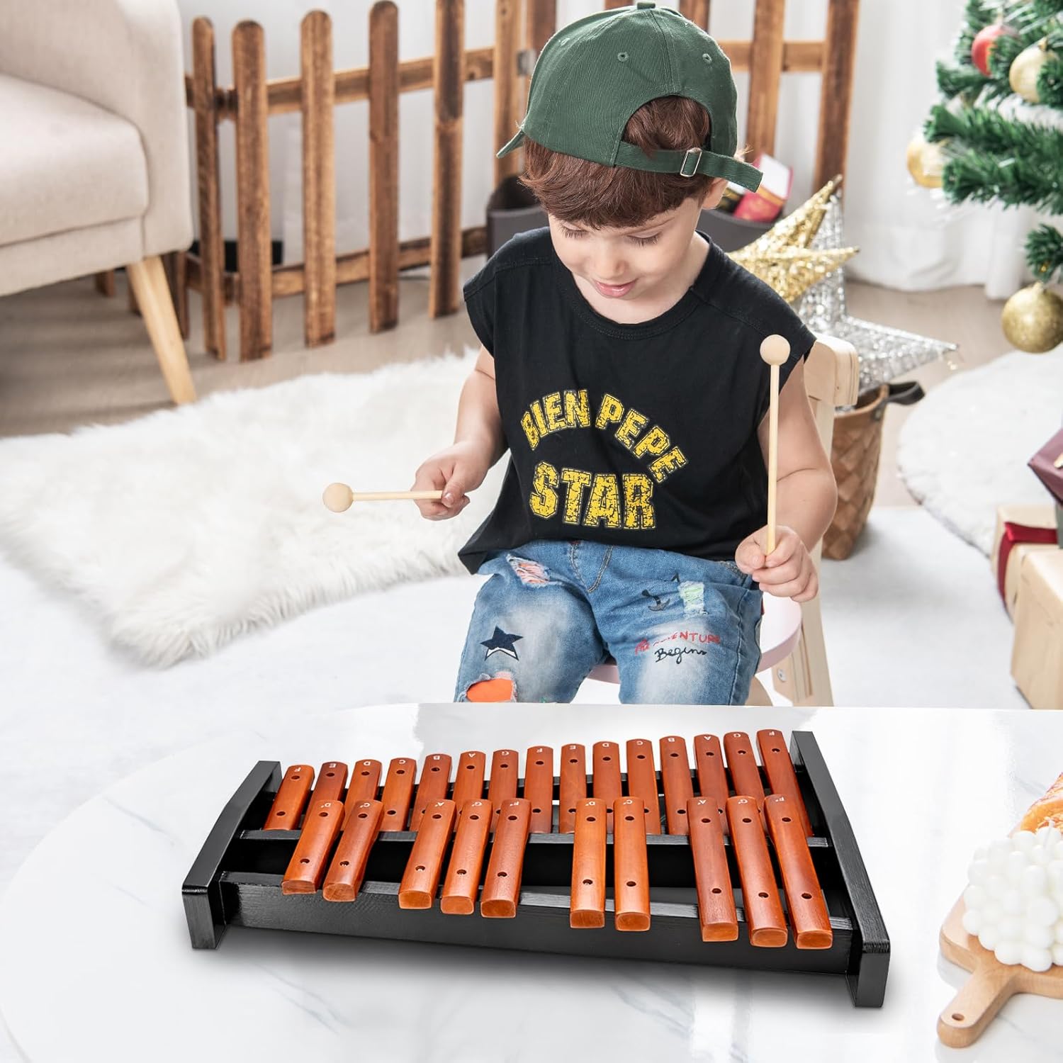 Costzon 25-Note Wood Xylophone - Portable Percussion Instrument with Mallets, Carrying Bag & Musical Chart for Beginners, Students & Band Practice