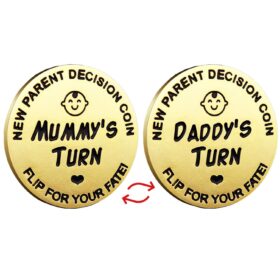 New Parent Decision Coin – Funny Baby Shower Gift for Mom & Dad – Double-Sided Diaper Changer Coin for Pregnancy & Couple Gifts