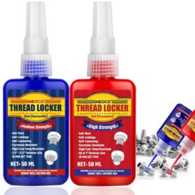 Threadlocker Blue and Red 2-Pack – Medium & High Strength Anaerobic Locking Adhesive for Nuts, Bolts, and Fasteners (Resistant to Vibration, Heat, and Corrosion)
