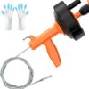 25 Ft Drain Snake with Drill Attachment – Auto Feed Drum Auger, Hair Clog Remover Tool for Kitchen, Bathroom & Shower Sinks – Includes Gloves