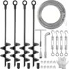 Heavy Duty 18-Inch Shed Anchor Kit – 4 Pack Ground Anchors with 50ft Galvanized Steel Cable, Turnbuckles, and Drill Adapter – Ultimate Wind Protection for Sheds, Trampolines, and Swing Sets