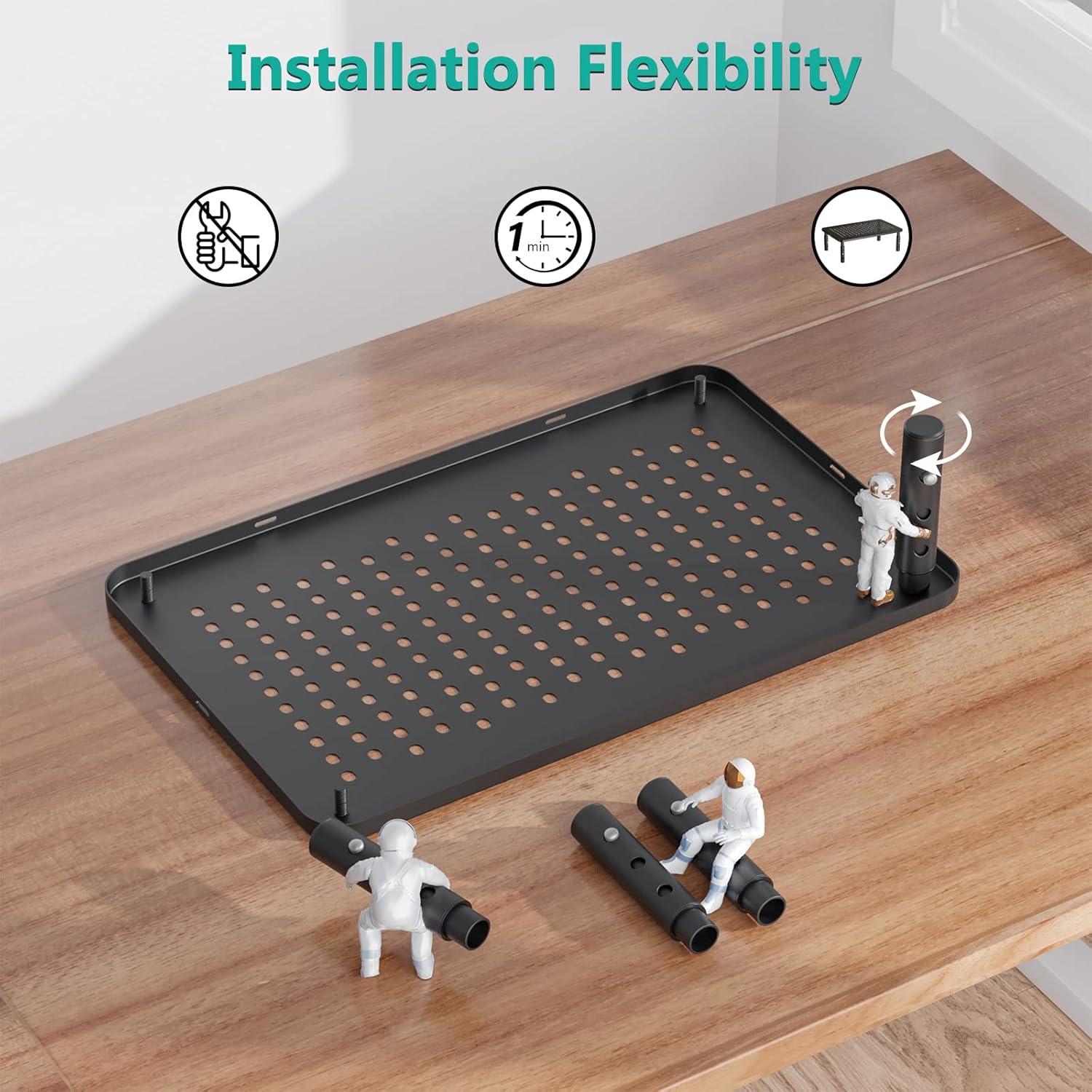 WALI Adjustable Metal Monitor Stand Riser - Ergonomic Desk Organizer with Underneath Storage for Laptop, Printer, iMac, and Computer Screens (Up to 44lbs) - Black