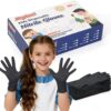 Kids Disposable Nitrile Gloves (50 PCS) – Small 5Mil Black Latex-Free & Powder-Free Safety Gloves for Cleaning, Cooking, Gardening & Crafts (Fits Ages 4-8)