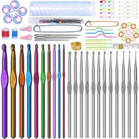 KOKNIT Ergonomic Crochet Hooks Set – 96 Piece Complete Crochet Kit with 22 Sizes, Soft Grip Needles & Red Storage Case for Beginners & Advanced Crafters