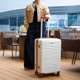 Romswi 21" Expandable Carry On Luggage - Airline Approved Hardshell Suitcase with TSA Lock, 360° Spinner Wheels & 20% Extra Capacity (White)